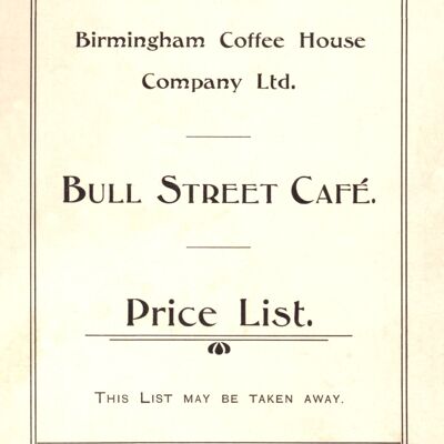 Bull Street Café, Birmingham 1917 - 1920 - A4 (210x297mm) Archival Print (Unframed)