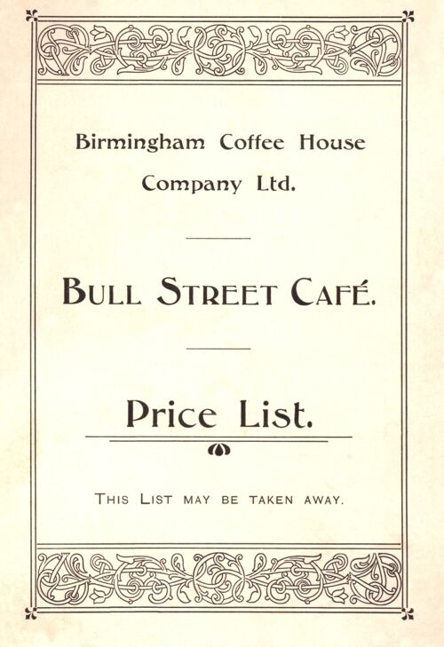 Bull Street Café, Birmingham 1917 - 1920 - A3 (297x420mm) Archival Print (Unframed)