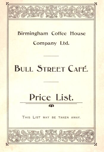 Bull Street Café, Birmingham 1917 - 1920 - A3 (297x420mm) impression d'archives (sans cadre) 1