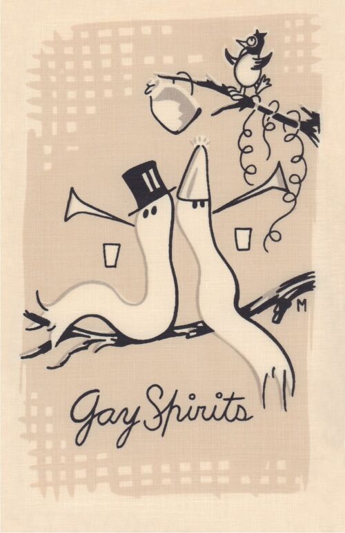 Gay Sprits, Cocktail Story 1950s Napkin Print - A4 (210x297mm) Archival Print (Unframed)