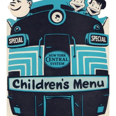 New York Central System, Kindermenü, 1950er Jahre - A3 (297 x 420 mm) Archivdruck (ungerahmt)