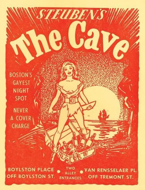 Steuben's The Cave, Boston, 1950s - 50x76cm (20x30 inch) Archival Print (Unframed)
