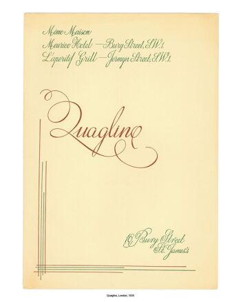 Quaglino's, Londres, 1939 - A3+ (329x483mm, 13x19 pouces) impression d'archives (sans cadre) 1