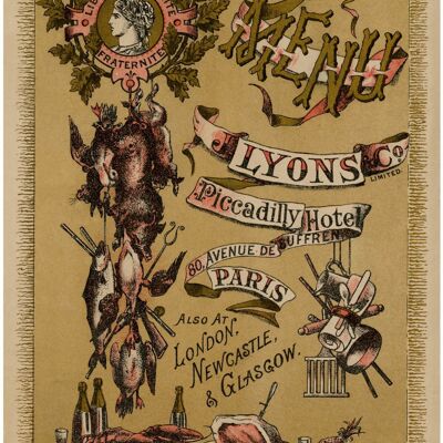 J. Lyons & Co, Piccadilly Hotel, Paris 1889 - A4 (210 x 297 mm) Archivdruck (ungerahmt)