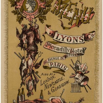 J. Lyons & Co, Piccadilly Hotel, Paris 1889 - A3 (297x420mm) Tirage d'archives (Sans cadre)