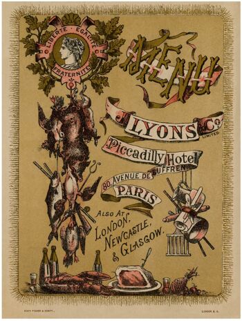 J. Lyons & Co, Piccadilly Hotel, Paris 1889 - A2 (420x594mm) Tirage d'archives (Sans cadre) 1