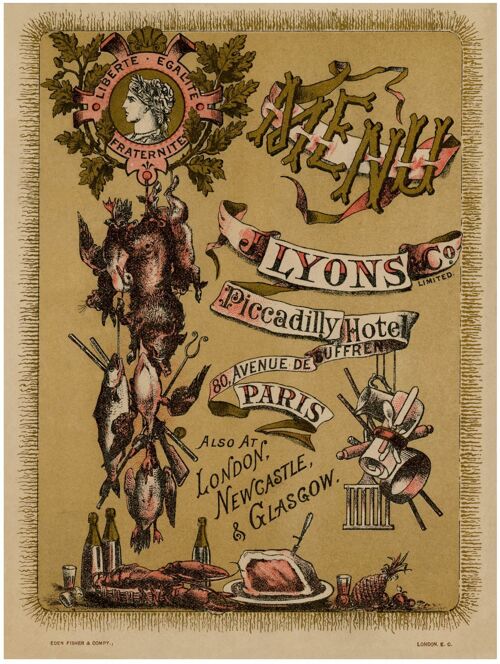 J. Lyons & Co, Piccadilly Hotel, Paris 1889 - 50x76cm (20x30 inch) Archival Print (Unframed)