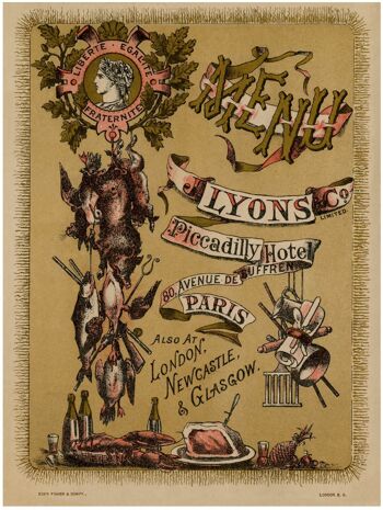 J. Lyons & Co, Piccadilly Hotel, Paris 1889 - 50x76cm (20x30 pouces) Tirage d'archives (Sans cadre) 1
