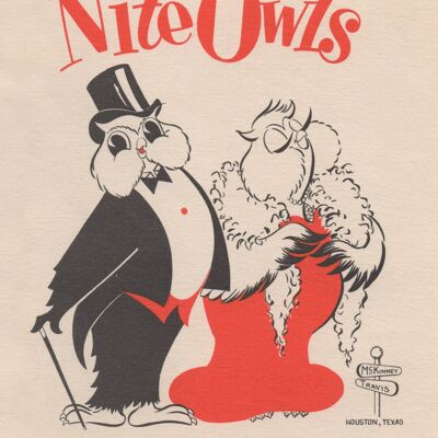 Menu Nite Owls, T & M Mart, Houston anni '50 - A4 (210 x 297 mm) Stampa archivio (senza cornice)