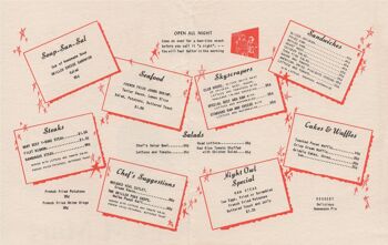 Nite Owls Menu, T & M Mart, Houston des années 1950 - A3 + (329 x 483 mm, 13 x 19 pouces) impression d'archives (sans cadre) 2