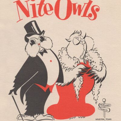 Nite Owls Menu, T & M Mart, Houston 1950s - A1 (594x840mm) Archival Print (Unframed)