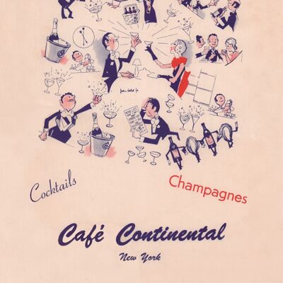 Café Continental, New York 1950s - 50x76cm (20x30 inch) Archival Print (Unframed)