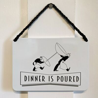 Dinner Is Poured' Vintage-style metal plaque