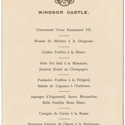 Windsor Castle Lunch November 18 1903 - A4 (210x297mm) Archival Print (Unframed)