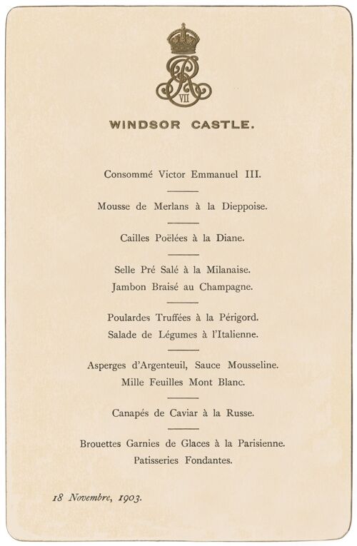 Windsor Castle Lunch November 18 1903 - A3 (297x420mm) Archival Print (Unframed)