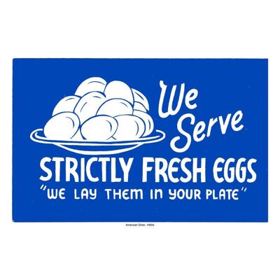Wir servieren Strictly Fresh Eggs Vintage Diner Sign Print
