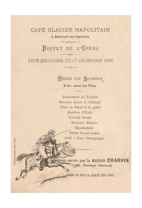 Café Napolitain, Paris 1892 - A3 (297x420mm) Archival Print (Unframed)