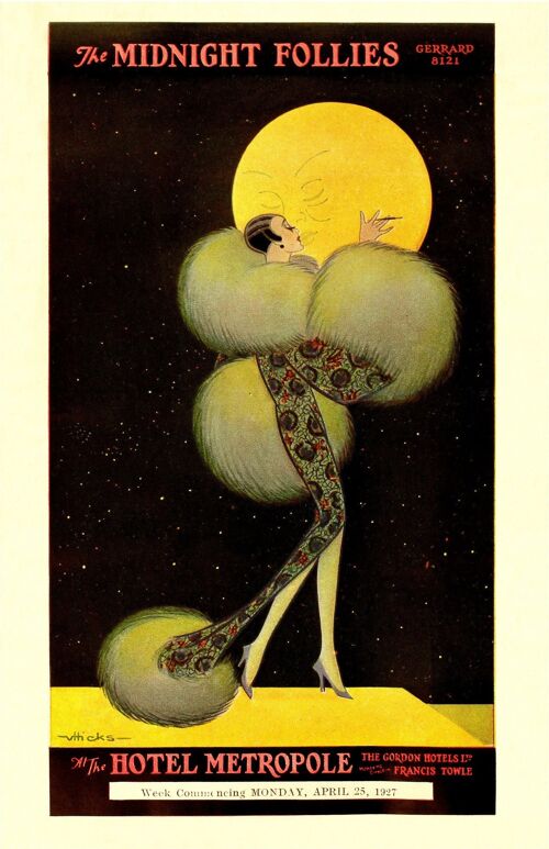 Midnight Follies, Hotel Metropole, London 1927 - A4 (210x297mm) Archival Print (Unframed)