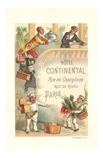 Hôtel Continental, Paris 1890 - A4 (210x297mm) impression d'archives (sans cadre) 1