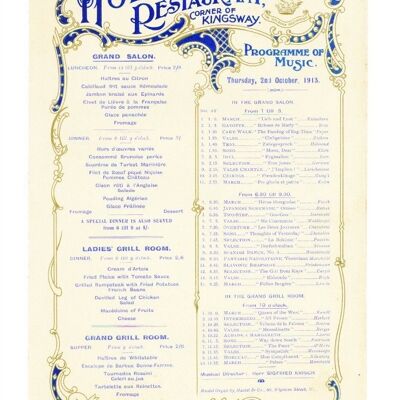 Holborn Restaurant, Londres 1913 - A3+ (329x483mm, 13x19 pouces) Impression d'archives (Sans cadre)