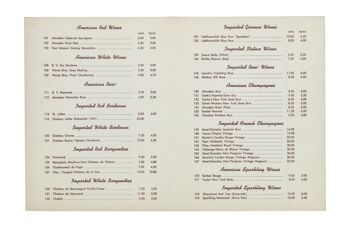Liste des vins de la salle Copa de Frank Sinatra, Las Vegas 1959 - A3 (297x420mm) impression d'archives (sans cadre) 2