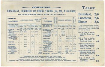 Menu de la voiture-restaurant du chemin de fer de Londres et du sud-ouest, 1906 - A3 (297x420mm) impression d'archives (sans cadre) 1