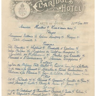 Claridge's, London, December 1898 - A4 (210x297mm) Archival Print (Unframed)