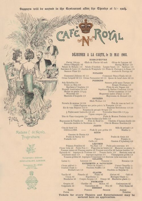 Café Royal, London 1903 - A4 (210x297mm) Archival Print (Unframed)