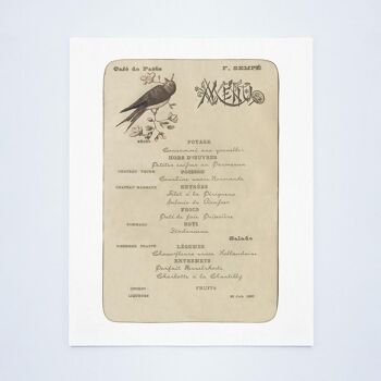 Café de Paris (Oiseau), Buenos Aires, juin 1888 - A4 (210x297mm) Tirage d'archives (Sans cadre) 2
