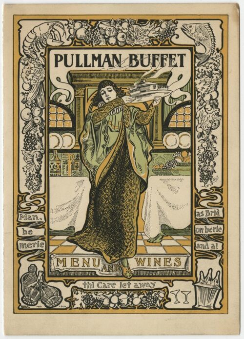 Pullman Buffet Menu and Wine List Early 1900s - A4 (210x297mm) Archival Print (Unframed)