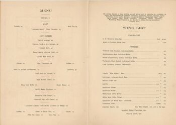 Pullman Buffet Menu et carte des vins début des années 1900 - A4 (210 x 297 mm) impression d'archives (sans cadre) 2