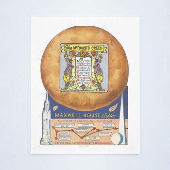 Mayflower Donuts, Optimist's Creed, Couverture arrière, Expositions universelles, 1939 - A2 (420x594mm) Impression d'archives (Sans cadre) 3