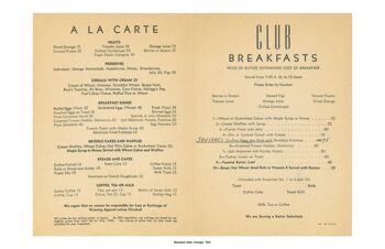 Bismarck Hotel Breakfast Menu, Chicago, 1945 - A3+ (329x483mm, 13x19 pouces) impression d'archives (sans cadre) 2