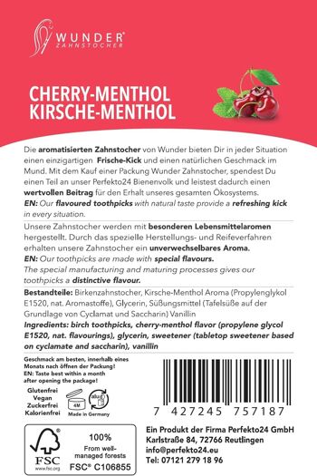 PACK DE RECHARGE - CERISE-MENTHOL / CERISE-MENTHOL - CURE-DENT AU GOT 8