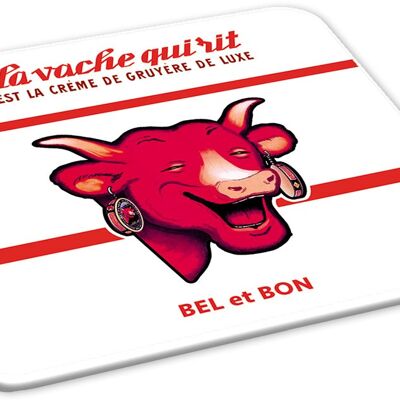 Posavasos de vaca riendo, rojo y blanco, posavasos de cristal