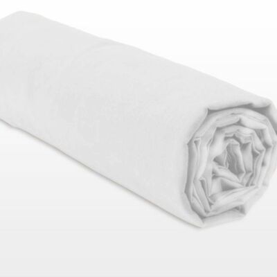 Le Drap Housse - 2 Personnes 160x200 - Percale de Coton 80 Fils Matelas épais Bonnet 30cm - Blanc