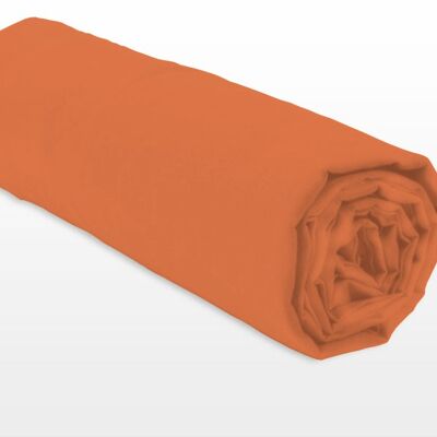 The Fitted Sheet - 2 People 160x200 - 80 Thread Cotton Percale Thick Mattress 30cm Cup - Terracotta Orange