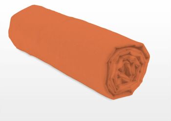 Le Drap Housse - 2 Personnes 140x190 - Percale de Coton 80 Fils Matelas épais Bonnet 30cm - Orange Terracotta 1