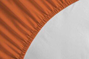 Le Drap Housse - 2 Personnes 140x190 - Percale de Coton 80 Fils Matelas épais Bonnet 30cm - Orange Terracotta 2