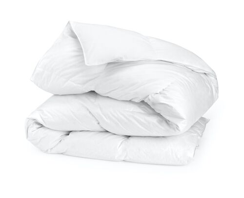 Couette naturelle 4 saisons chaude Blanche - Garnissage 20% duvet 80% plumettes neufs Enveloppe Percale de coton 550g/m² - 2 Personnes 220x240