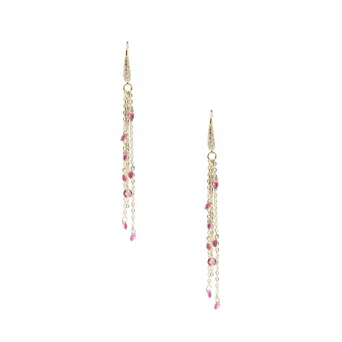 Chain Pink Crystals Earrings CLEMENTINE