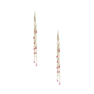 Chain Pink Crystals Earrings CLEMENTINE