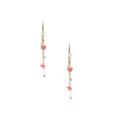 Pendientes Cadena Flor Cristales Rosas HILLARY