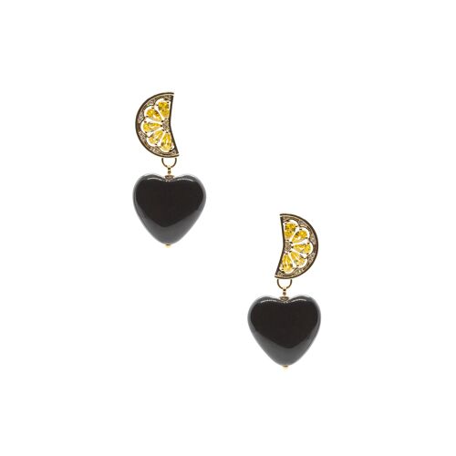 Gold Plated Silver 925 Love Heart Agate Earrings GABRIELLA