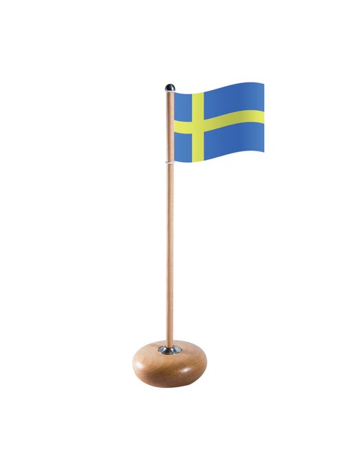 Flagpole with Swedish flag, Beech
