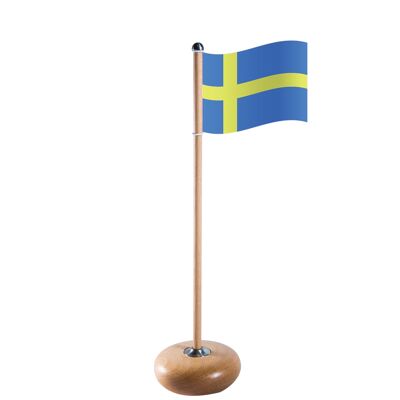 Flagpole with Swedish flag, Beech