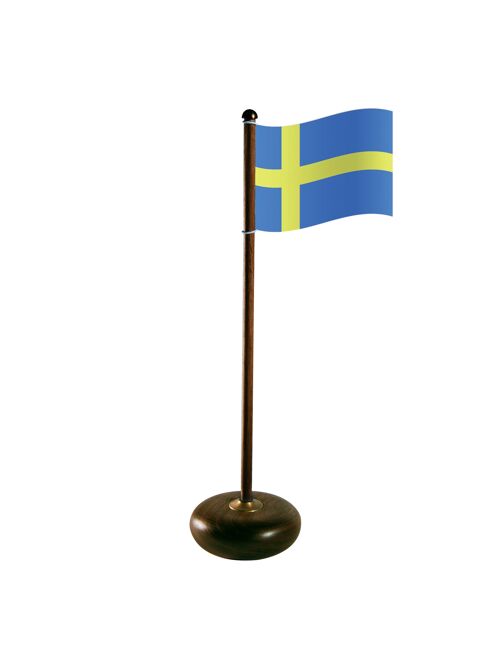 Flagpole with Swedish flag, Walnut