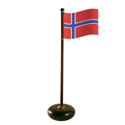 Asta de bandera con bandera noruega, nogal
