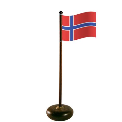 Fahnenmast mit norwegischer Flagge, Walnuss