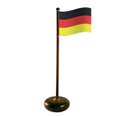Asta de bandera con bandera alemana, nogal